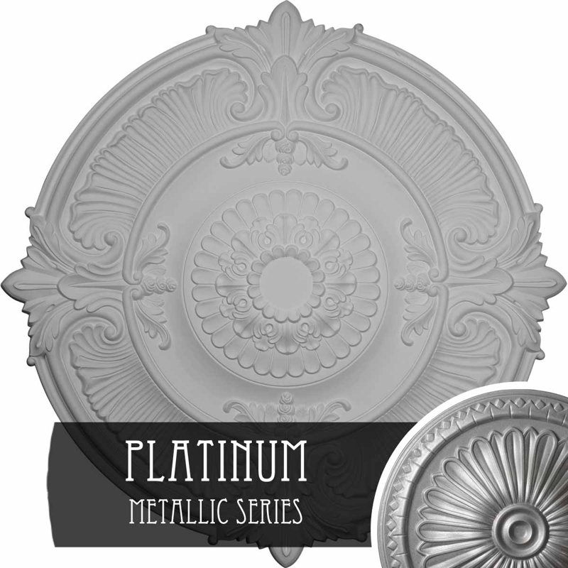 Grand médaillon de plafond classique Endurathane, DE 54 po x P 4 7/8 po (convient aux auvents jusqu'à 13 1/2 po), finition or riche peinte à la main