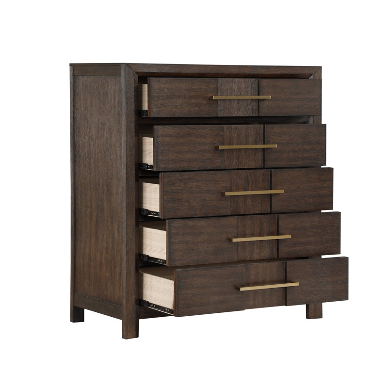 Modern Style 5-Drawer Chest Made with, Walnut