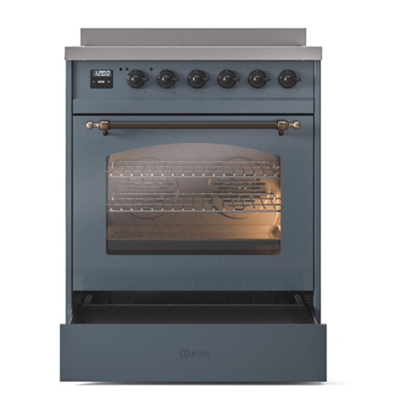 ILVE Nostalgie II 30 in Induction Range, Blue Gray/Bronze