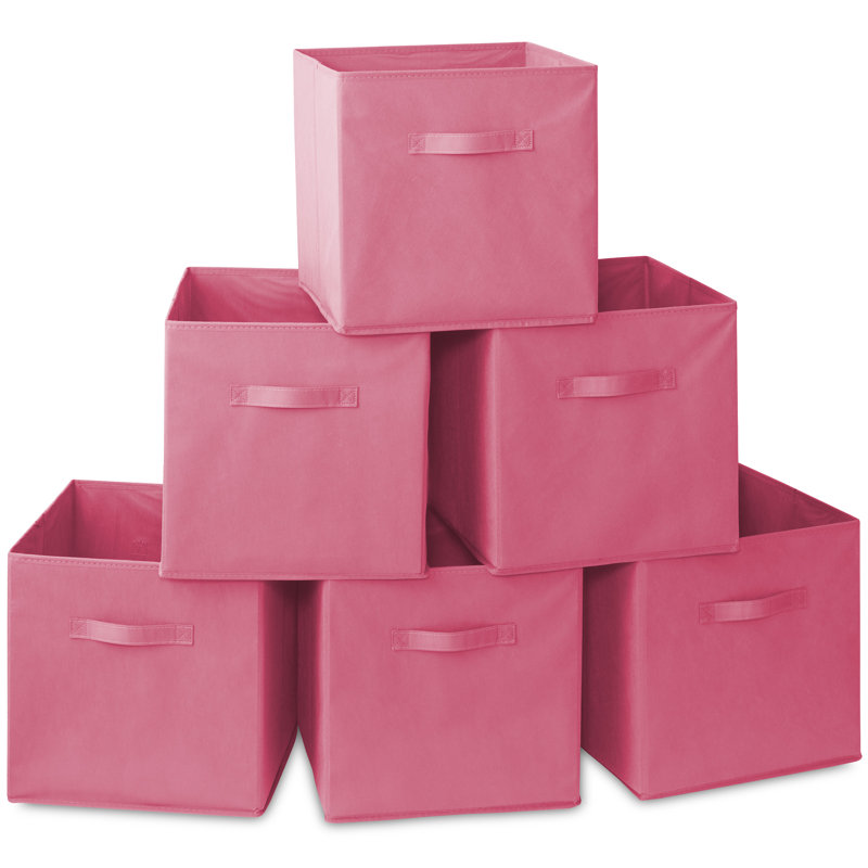 Casafield Fabric Decorative Bin, 6, Hot Pink