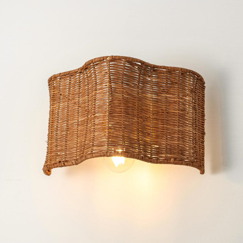1-Light Boho Rattan Wall Sconce