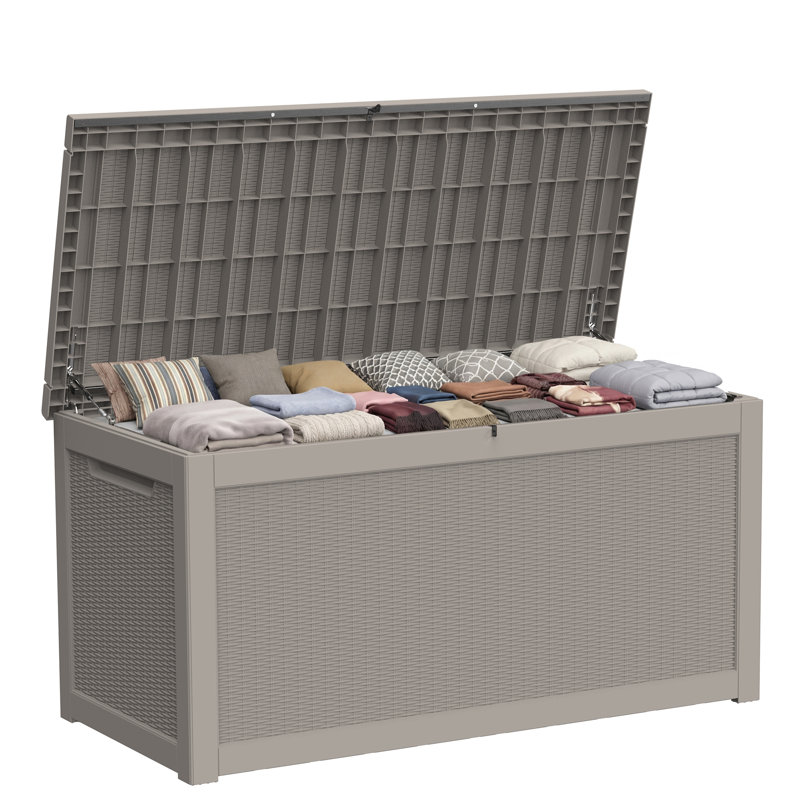 Très grand coffre de terrasse verrouillable en résine résistant à l'eau 260 gallons Emperic Design, Brun-gris