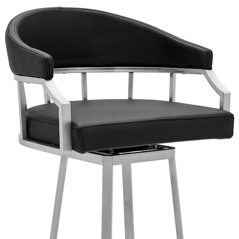 Chaise de bar en similicuir et fer, Noir, Tabouret de comptoir (siège d'une hauteur de 26 p