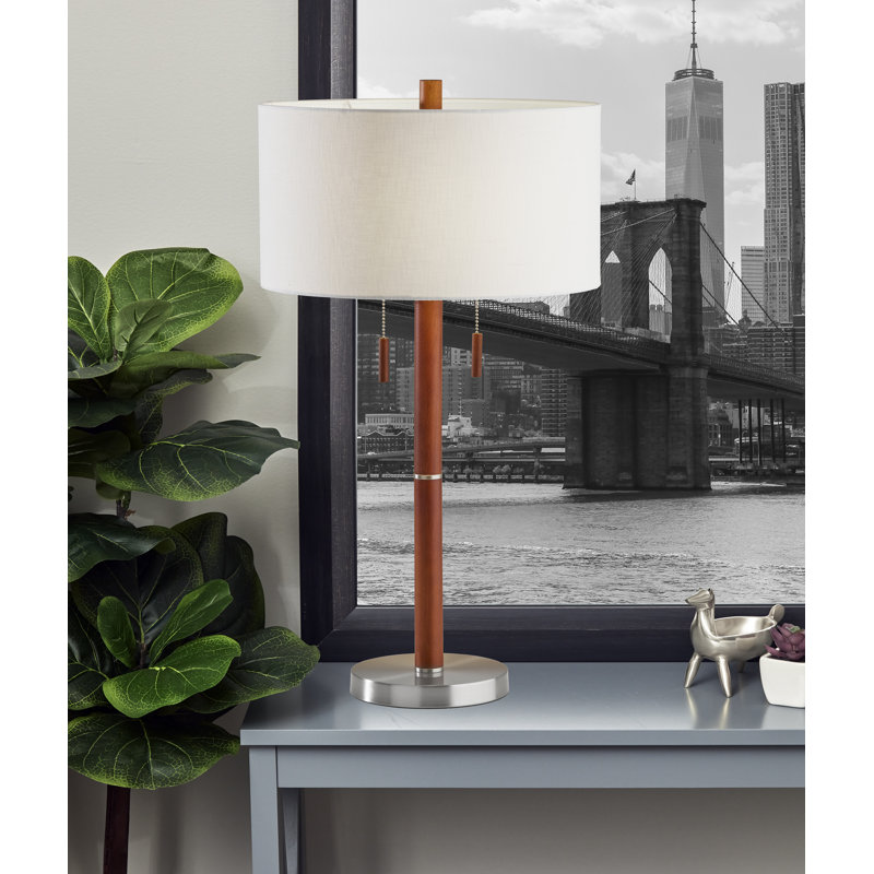 Lampe de table Geno sans chargement USB, Blanc, Acier brossé