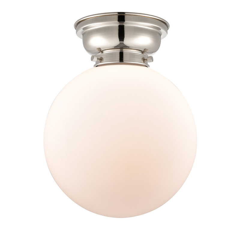 Plafonnier encastré 1 lumière Chippewa, Blanc mat, Ampoule non incluse, Nickel poli