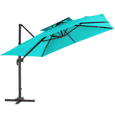 Anand Square Collapsible and Adjustable Height Cantilever Umbrella with Crank Lift