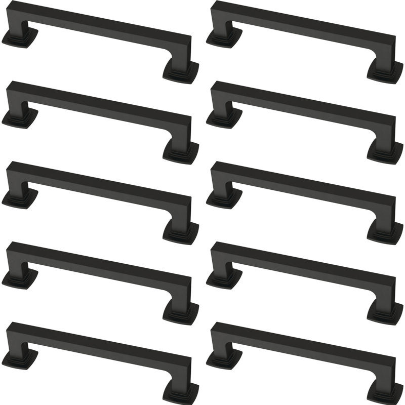 Matte Black Brass Bar Pulls with Mounting Hardware, Set of 10