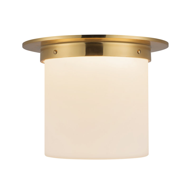 Mineral 11-in Brass Flush Mount, Brass, Opal Glass