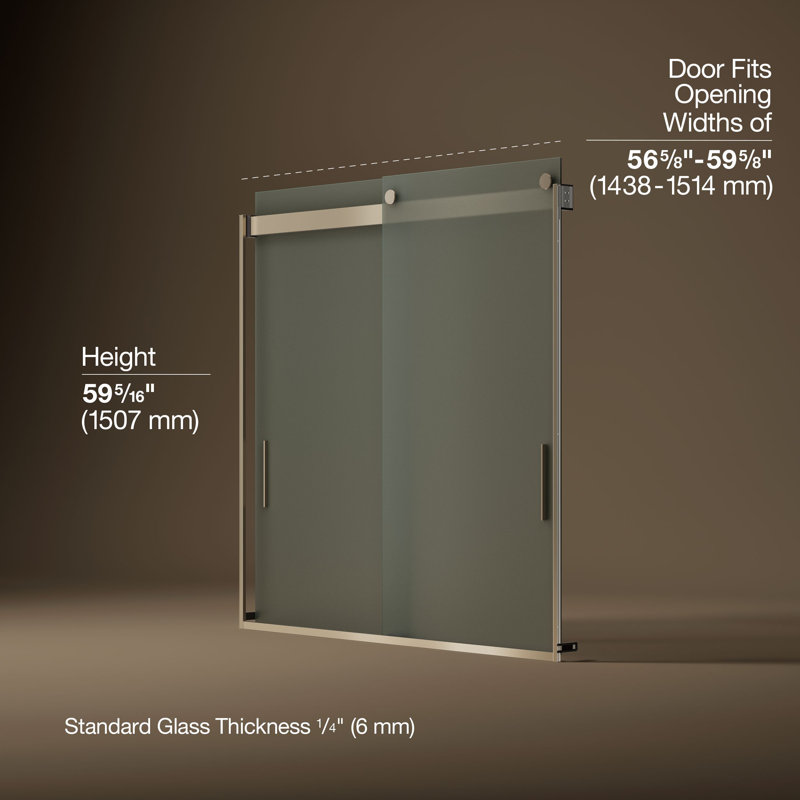 Levity 59.63" x 59.75" Bypass Bath Door with CleanCoat® Technology, Anodized Brushed Bronze, Frosted