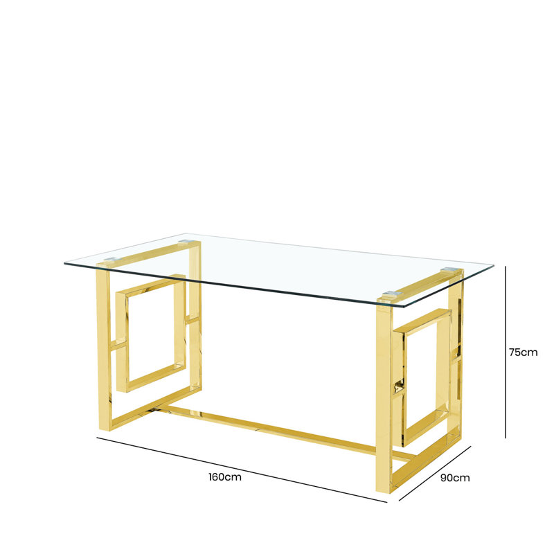 Bethel Glass Top Metal Base Dining Table