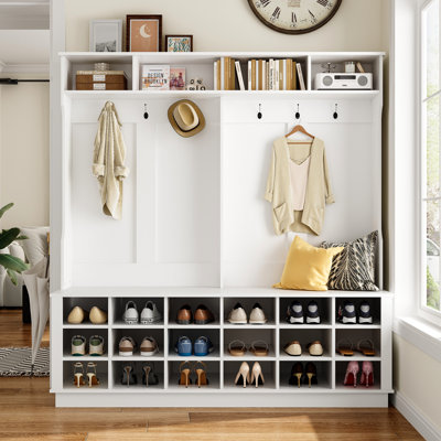 Arbre d'entrée l 63 po x H 67 po avec rangement pour chaussures et crochets