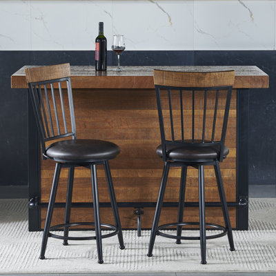 Ricard Swivel Upholstered Counter Stool with Metal Frame