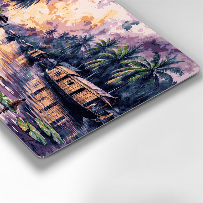 Art mural mauve avec villes, Kerala, Inde, H 144 po x l 216 po x P 0,05 po