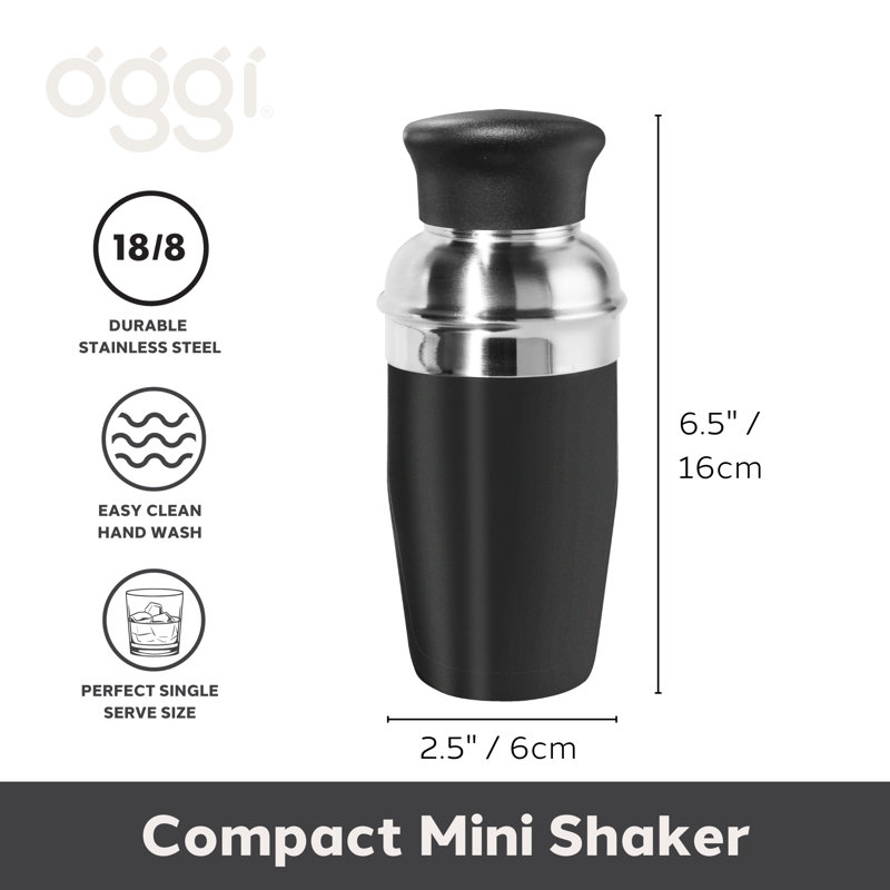 Mini-shaker à cocktail en acier inoxydable 10 oz Oggi Barware, Noir