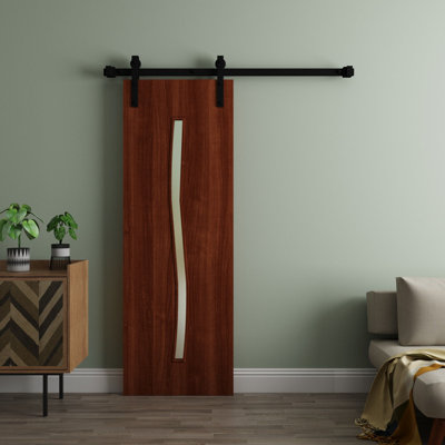 Modern Barn Door ESSENTIAL 8002 Rail Track Heavy Hardware Set - Solid Panel Interior Doors
