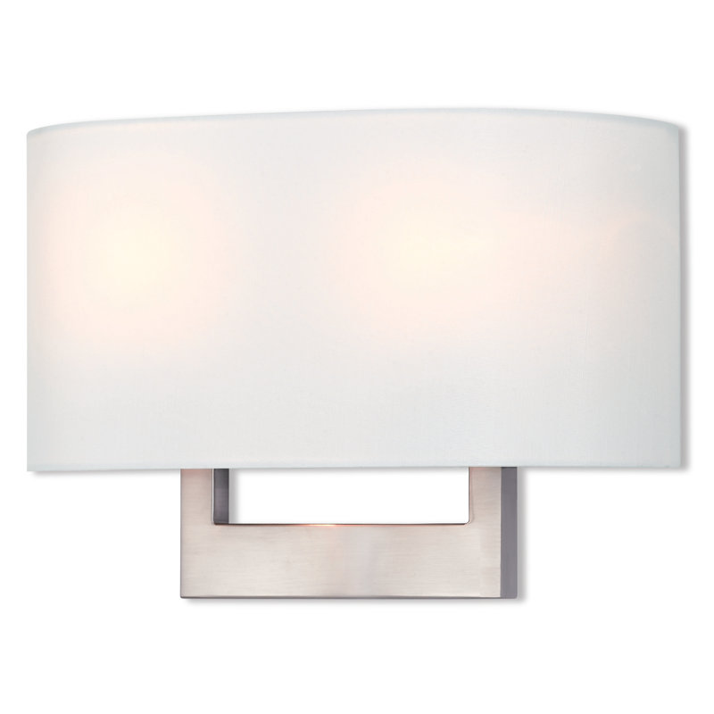 Matiana Steel Flush Mounted Sconce, Brushed Nickel, 9.5" H x 14" W x 3.95" D