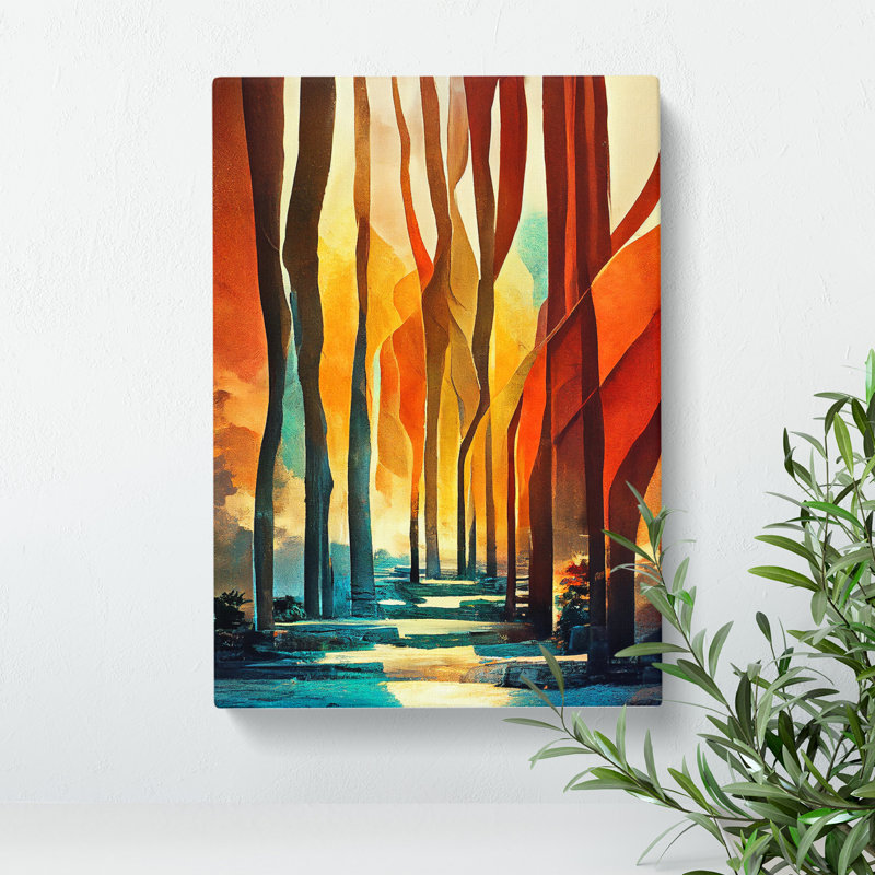 Torn Abstract Forest No.6 - Wall Art, 50cm H x 35cm W, Wrapped Canvas, No Matte
