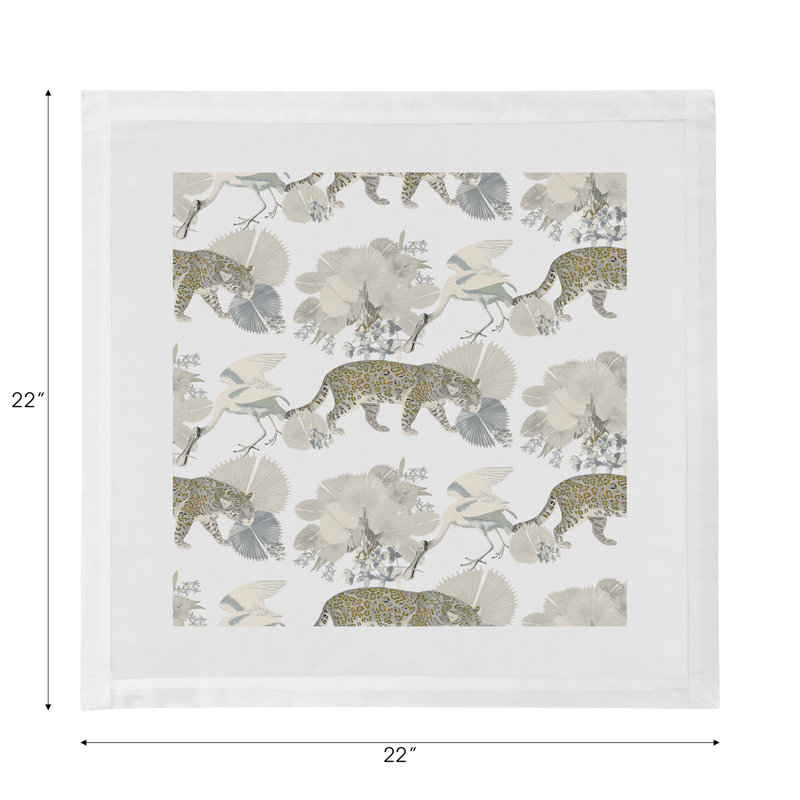 Leopard Walk Cameo Hemstitch 22" Linen/Cotton Napkin, Cameo