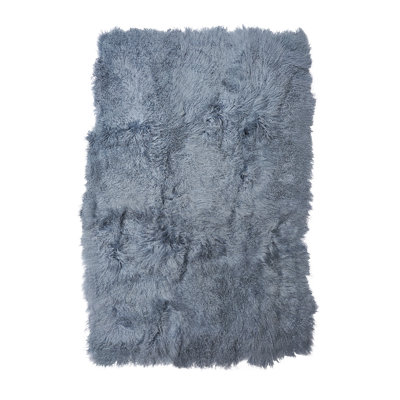 Sheepskin Area Rug in Steel Blue