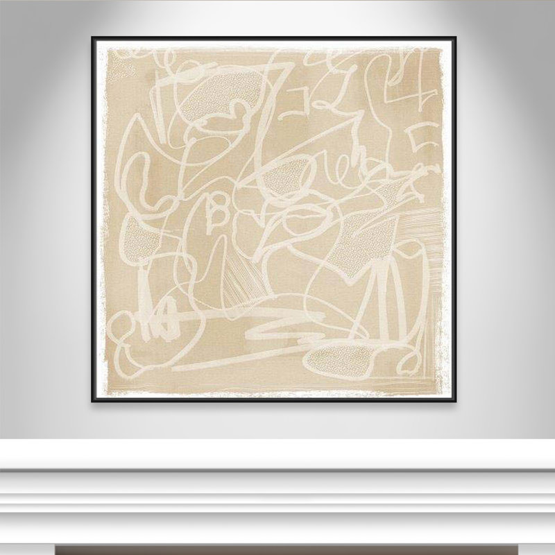 " Scribble Elegance ", Black Floater Framed, 46.5" H x 46.5" W x 2" D