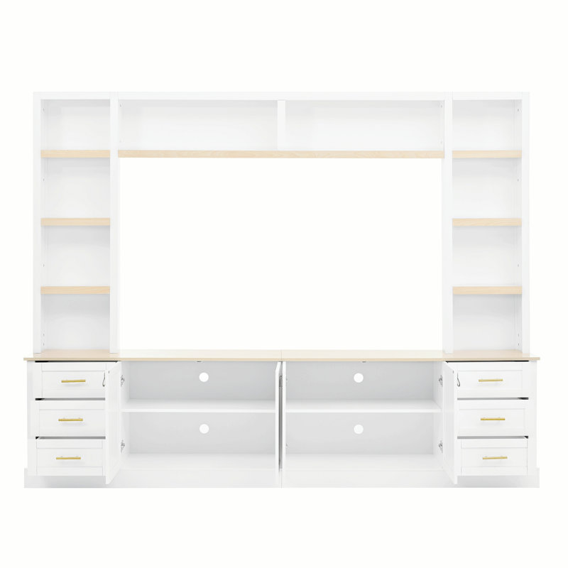 Meuble audio-vidéo 4 pièces avec tablettes réglables, meuble télé avec tablettes pour téléviseur de 75 po ou moins, Marine