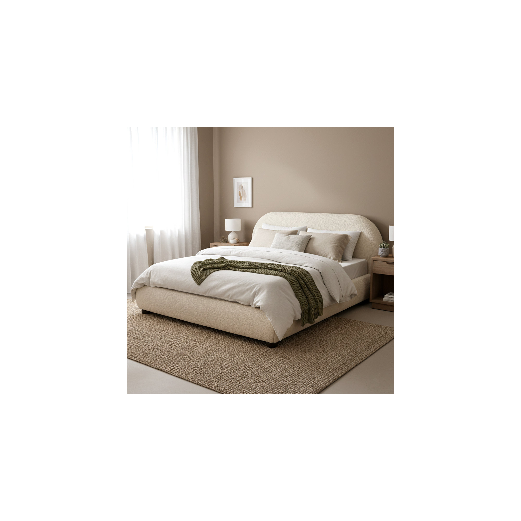 Tesso Upholstered Bed , Cream, King