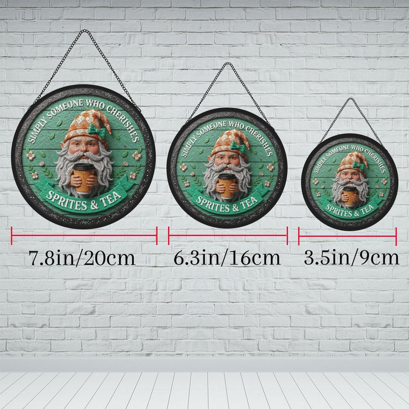 Panneau de vitrail rond Garden Gnome, 6,3 x 6,3 po (16 x 16 cm)