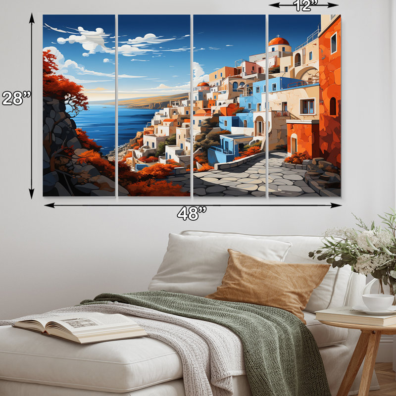 Ensemble de décorations murales colorées Popart III - Santorini Cityscape