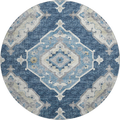 Premium Machine Washable Andreau AMF91 Blue Rug