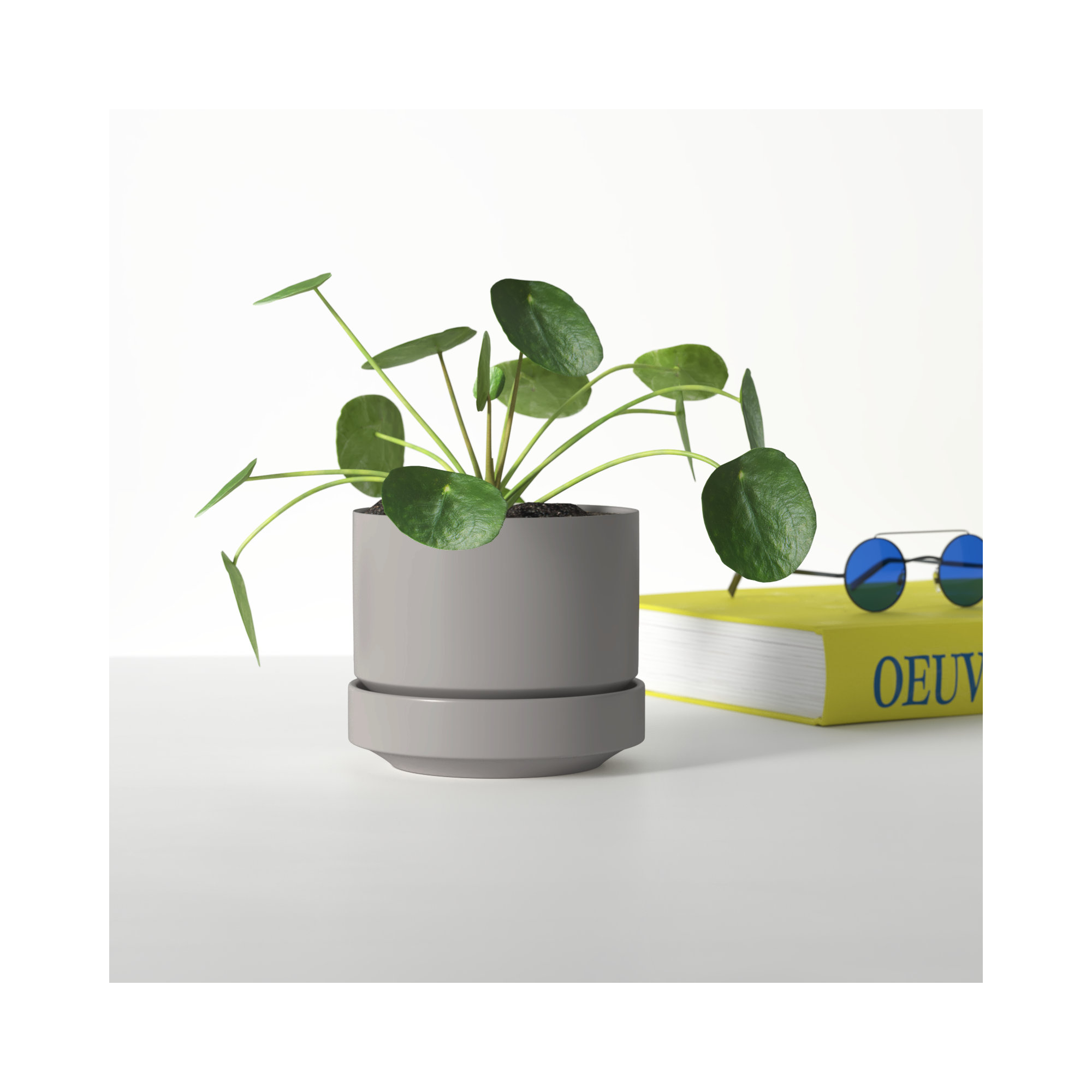 Byer Handmade Ceramic Pot Planter, Gray, 9.25" H x 10.25" W x 10.25" D