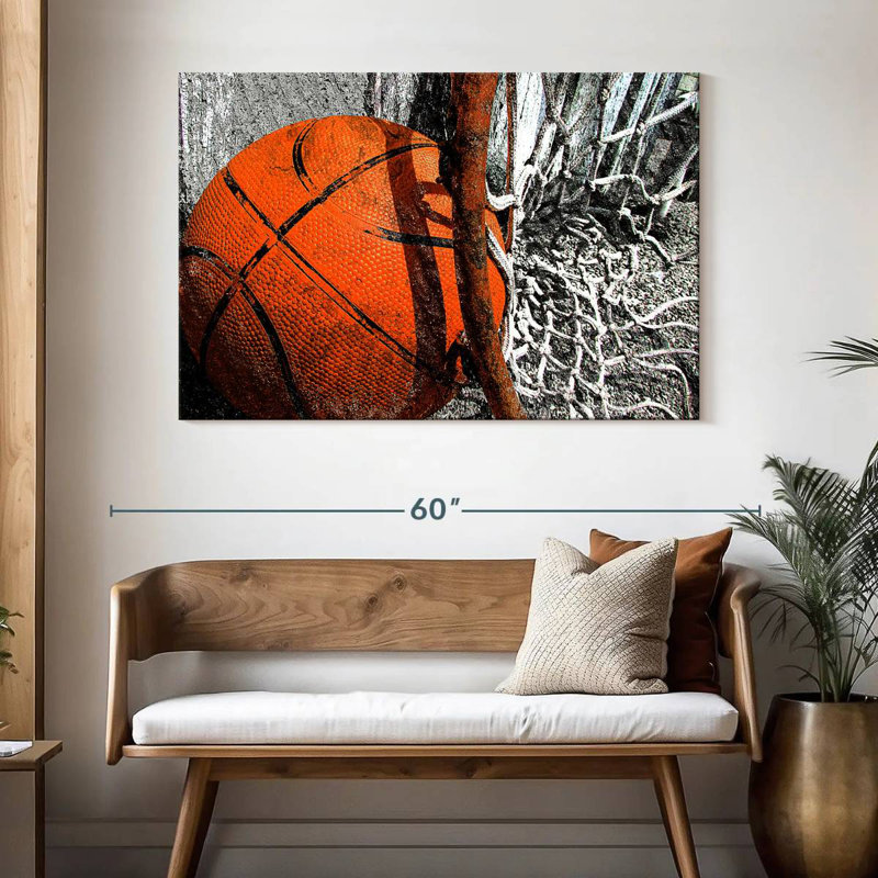 Ballon de basketball orange Sirci, H 32 po x l 48 po