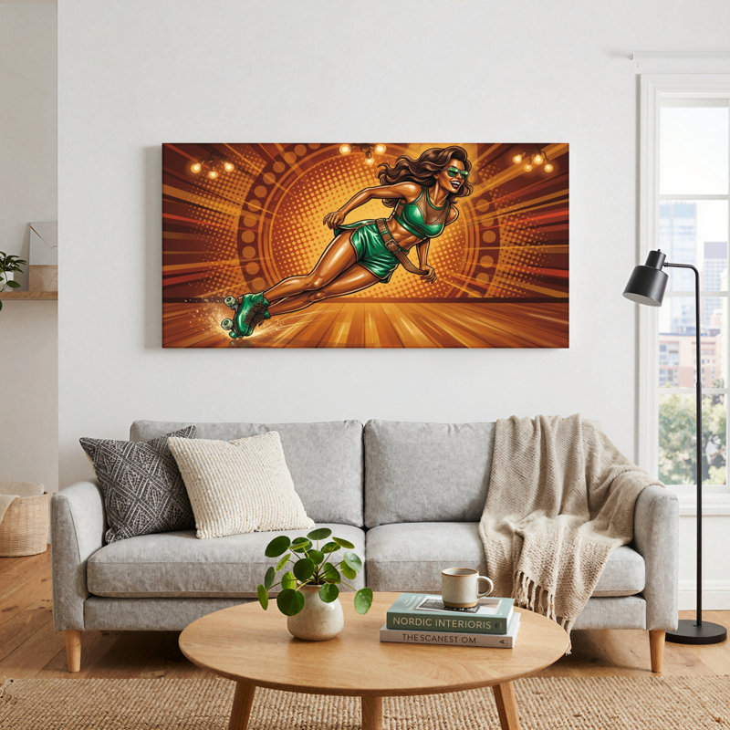 Ensemble de 1 tableau sur toile représentant un patineur à roulettes, L 40 po x H 20 po, Toile tendue