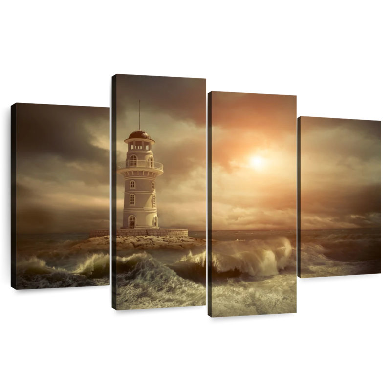 Lighthouse on the stormy sea Aletra, H 22 po x l 36 po