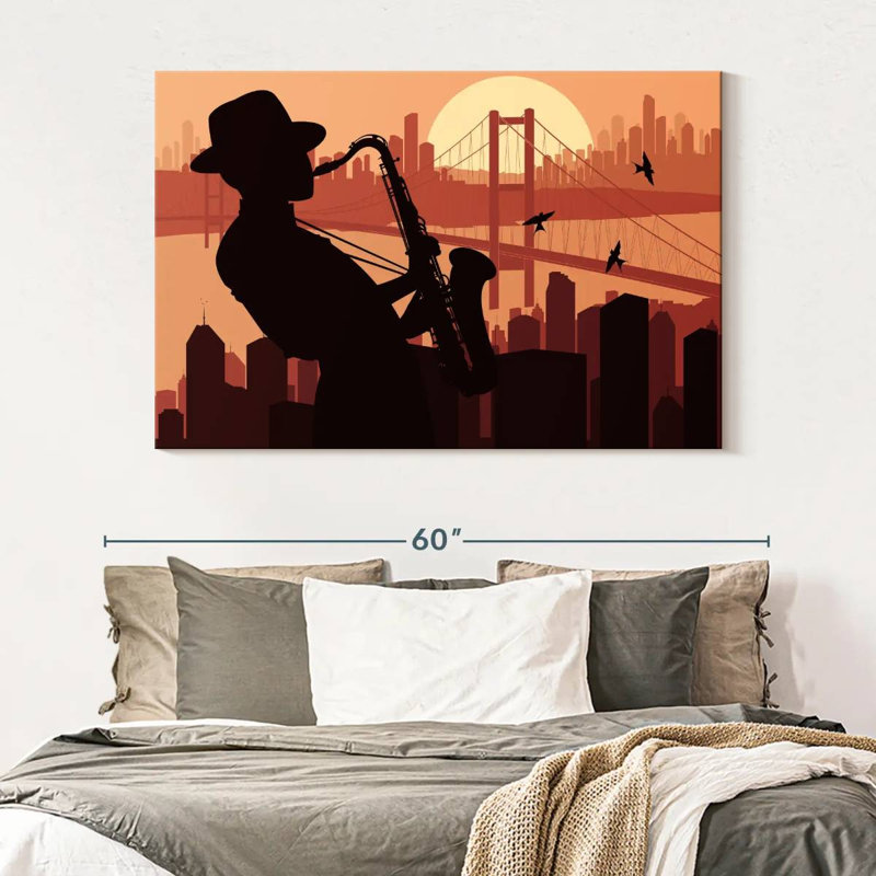 Silhouette de joueur de saxon Abarca, H 34 po x l 51 po