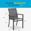Ensemble de 6 chaises de patio extérieures en aluminium gris - textilene toutes saisons
