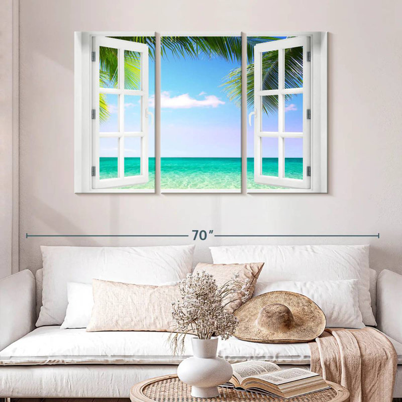 Fenêtre Gillard à la plage turquoise, H 32 po x l 50 po