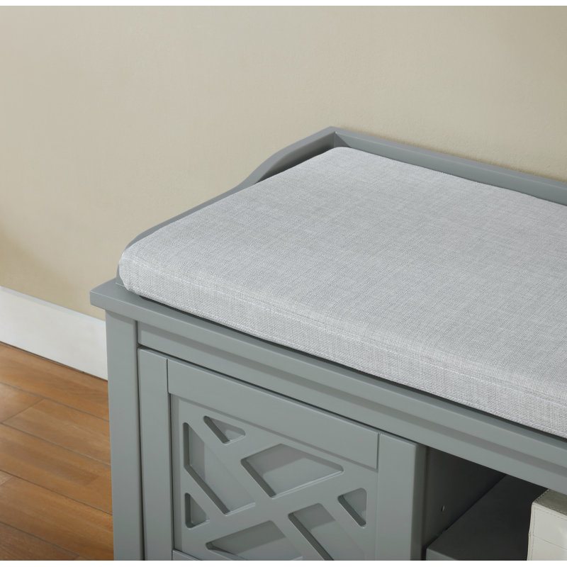 Coventry 45” Linen Upholstered Storage Bench, Gray