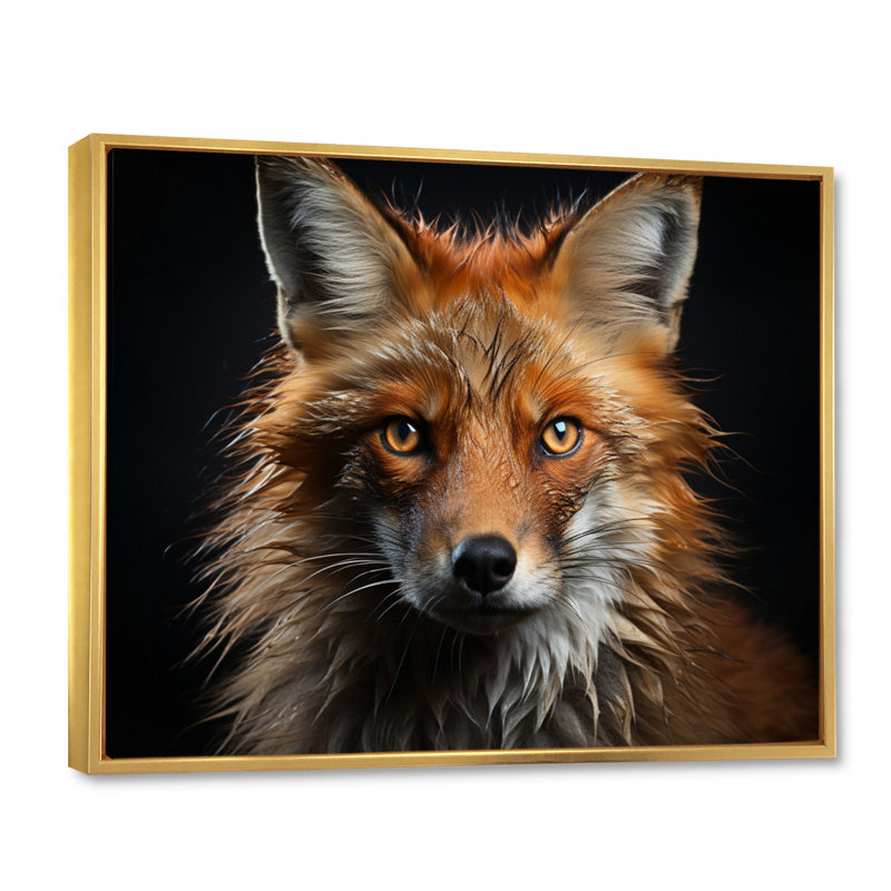 Bethe " Fox Portrait ", Gold Floater Framed, 30" H x 40" W x 1.5" D