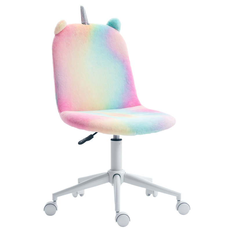 Knag Fluffy Unicorn Office Chair w/ Swivel Wheel, Cute Desk Chair, Rainbow