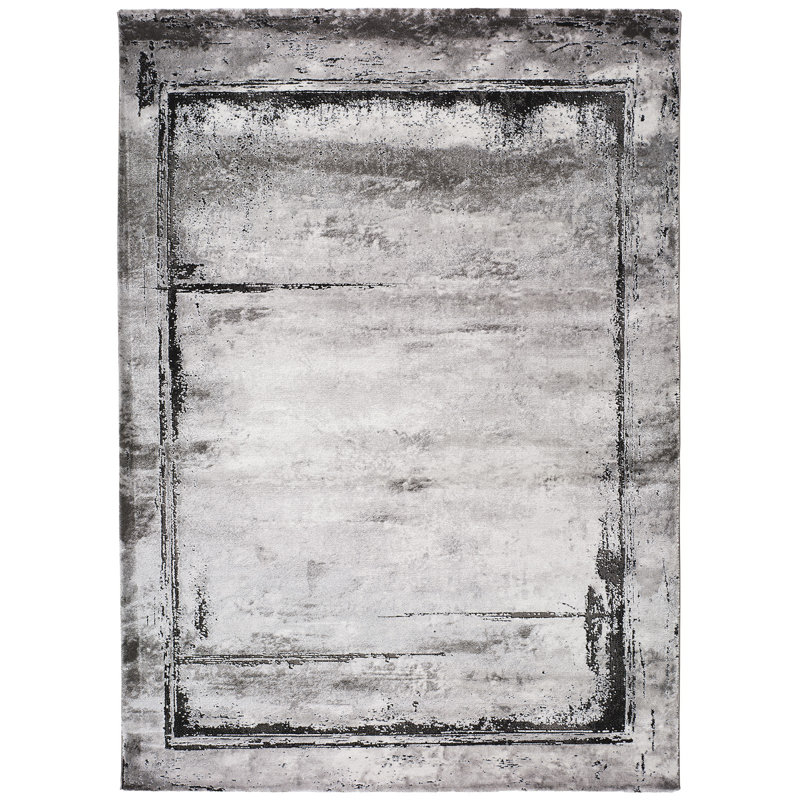 Gruver Machine Woven Grey Indoor Rug, Rectangle 140 x 200cm