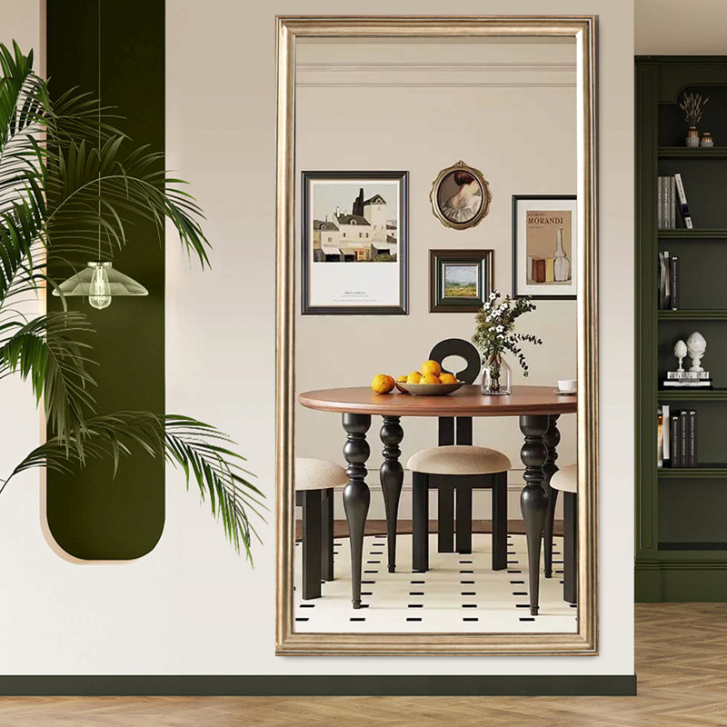 32*70Inch Full-Body Floor Mirror With Artificial Wood Frame, Elegant Design And Durability, A Must-Have For Bedrooms, Clothing Stores And Salons