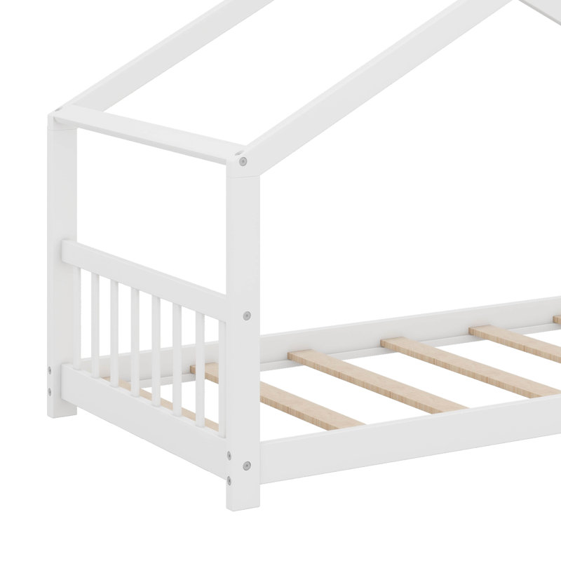 Lit simple en bois, Blanc