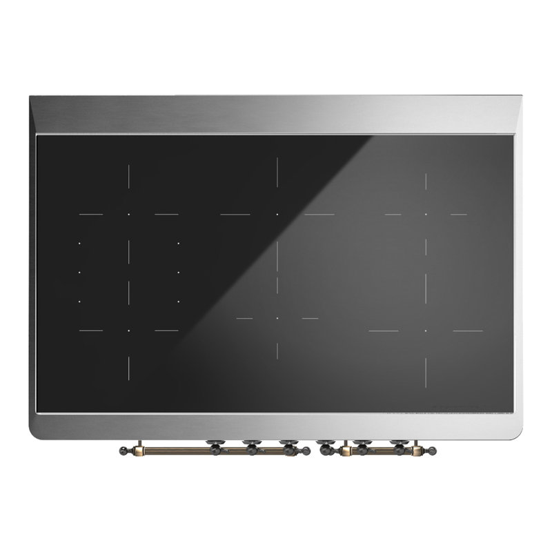 Majestic III Series 40 Inch Induction Range with 6 Induction Elements in Stainless Steel (Brass Trim), Antique White