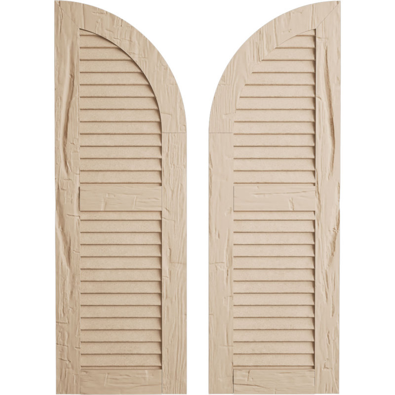 Timberthane deux persiennes égales avec volets en faux bois à dessus en arche (par paire), 46", 15"