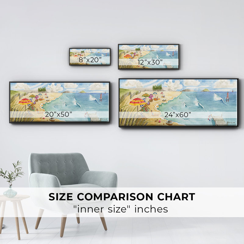 Sand and Surf- Framed Canvas, 12" H x 30" W
