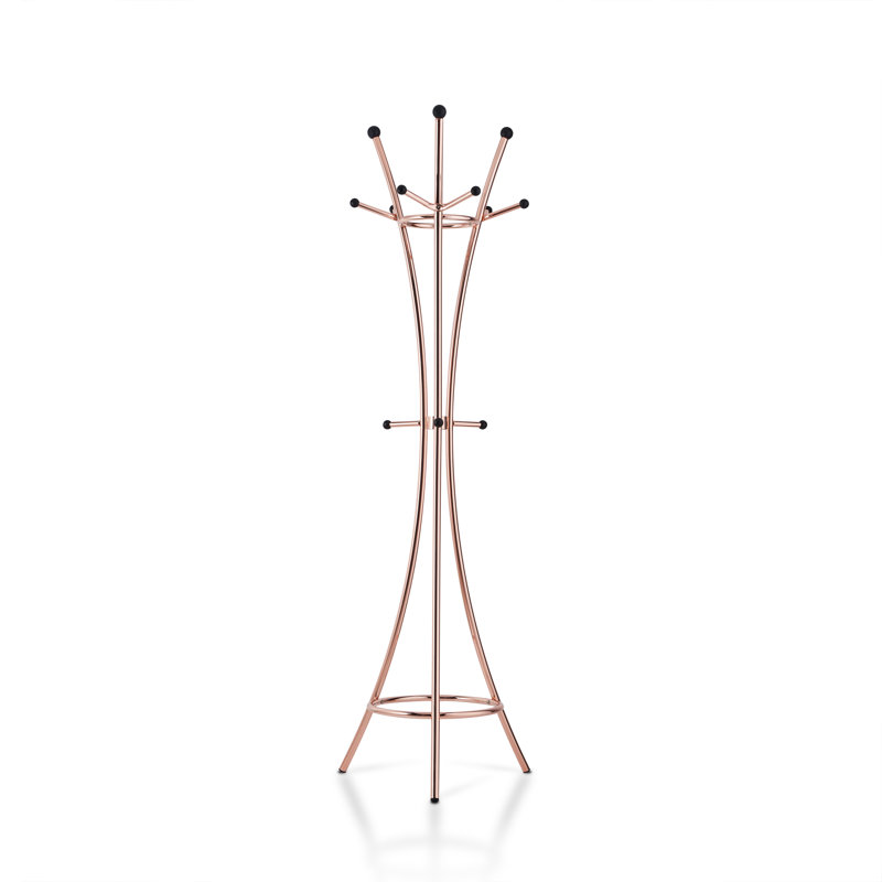 Freestanding 10 - Hook Coat Rack, Rose Gold