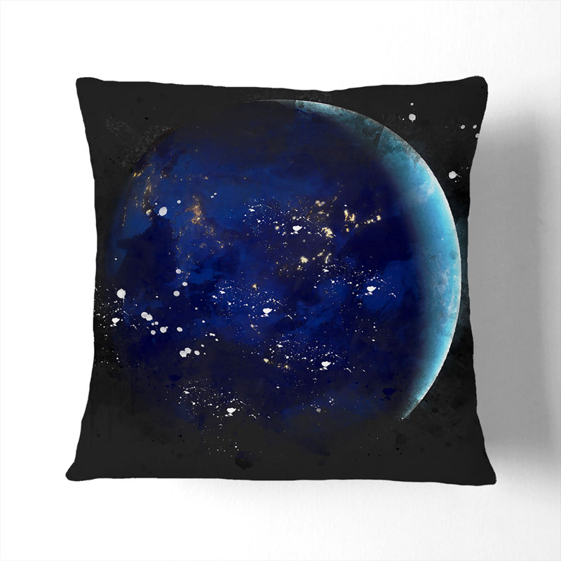 Earth View of Asia & Australia Cushion with Filling, 40cm H x 40cm W x 15cm D, Black