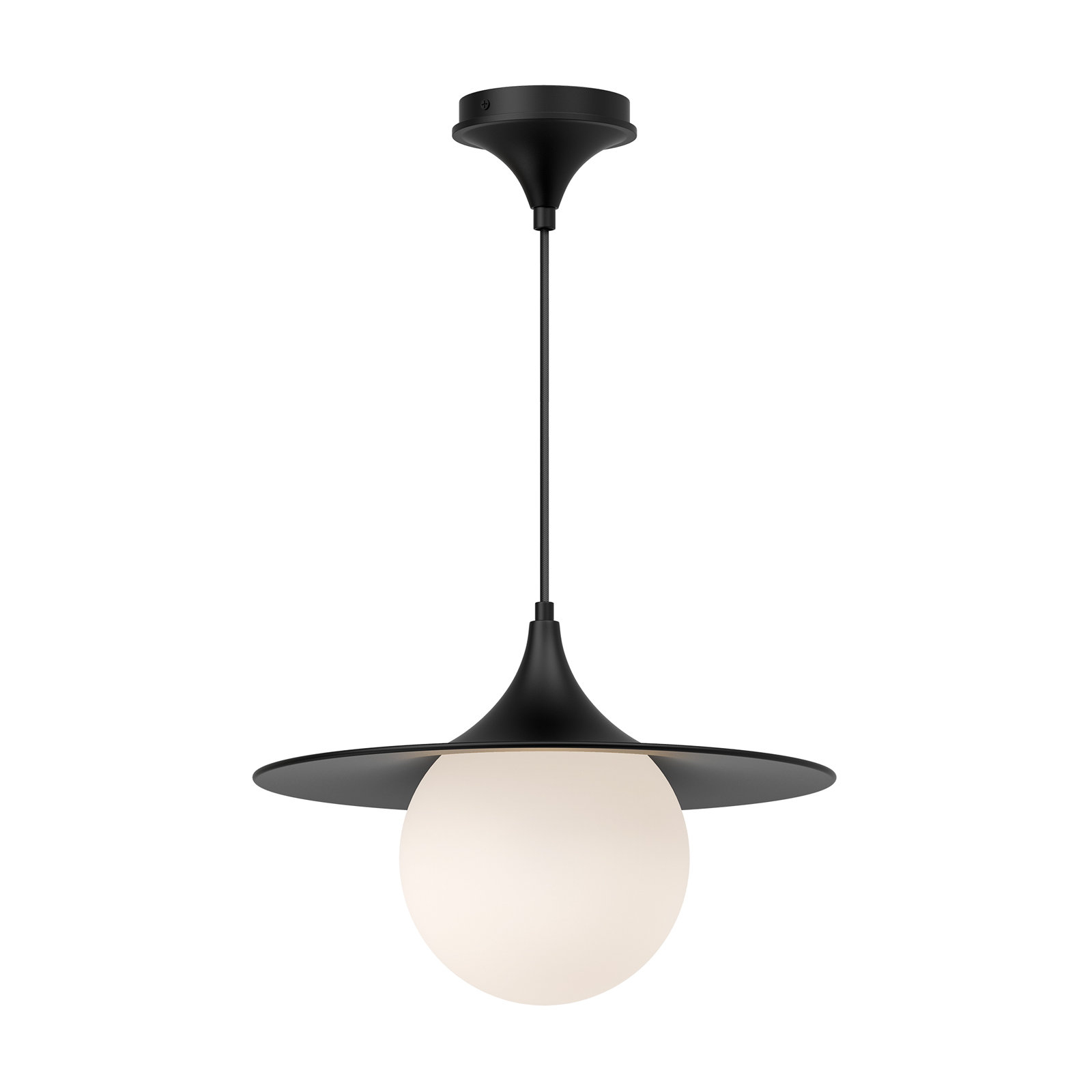 Hermit Single Light Glass Pendant, Matte Black/Opal Matte Glass, 86.13" H x 15.75" W x 15.75" D