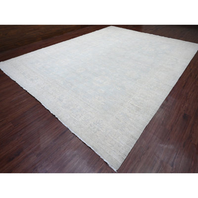 11'10"x15'3" Gray White Wash Peshawar All Wool Hand Knotted Oversized Rug D9D2677CED994802AEB0579484FC2DE6