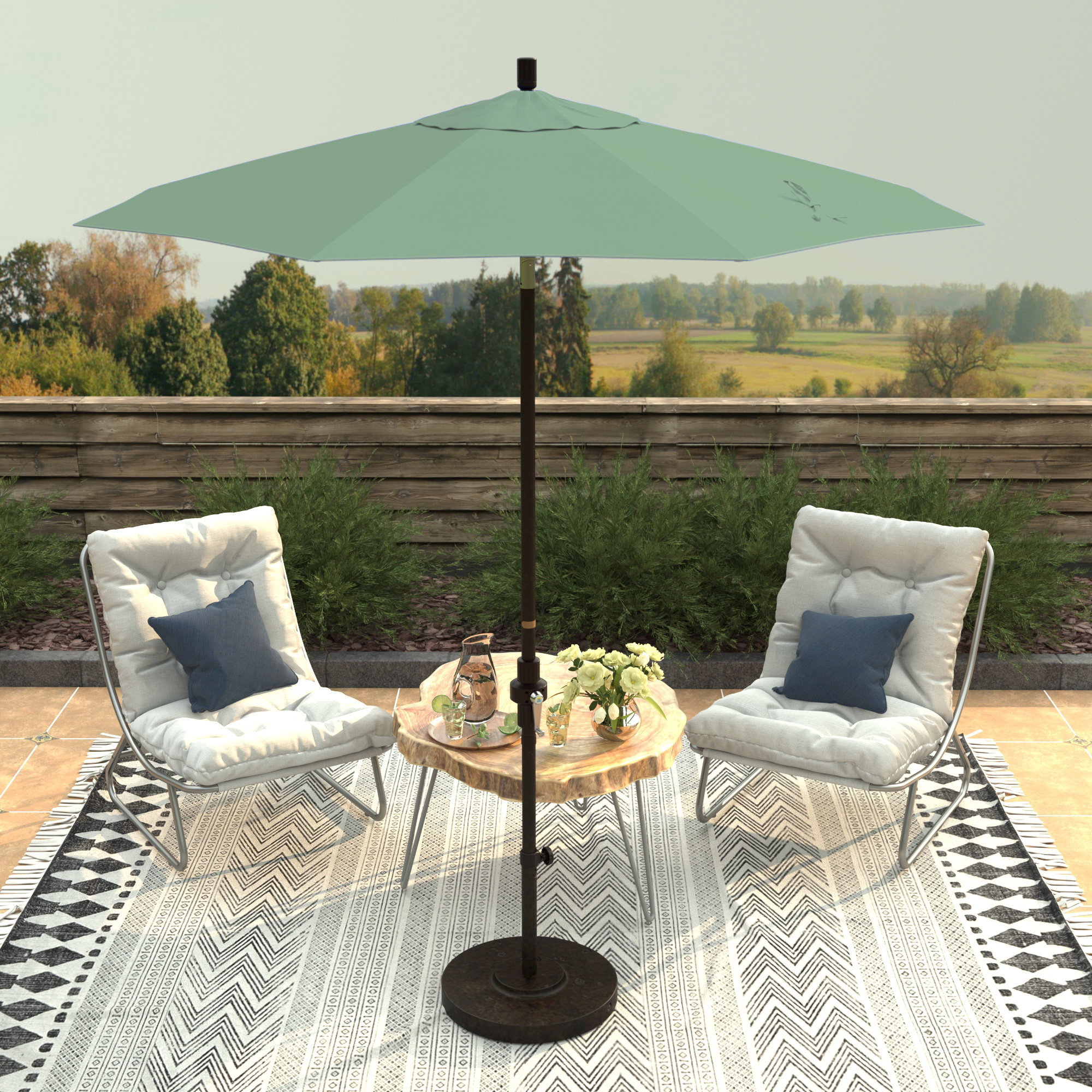 Che 90'' Outdoor Umbrella, Spa Performance Canvas